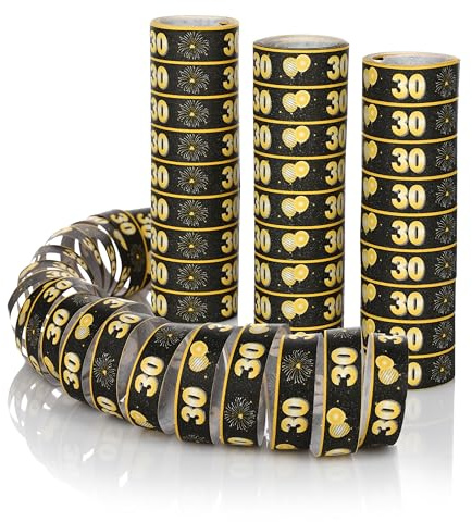 FunX Set di 3 stelle filanti per 30° compleanno, decorazione per feste e decorazione da tavolo per uomo o donna, ideale per il tavolo di compleanno