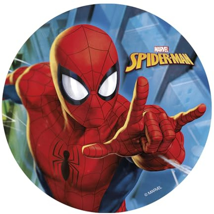 dekora – Disque comestible Spider-Man Ø 20 cm | Décoration gâteau anniversaire enfant | Papier comestible | Licence officielle Marvel | Sans sucre ajouté, sans gluten | Facile à poser