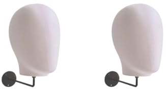 Juego de 2 soportes de pared para cabeza de maniquí para tocados, auriculares, color blanco