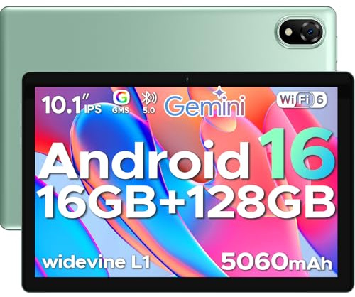 DOOGEE U10 Android 16 Tablet 10 Pollici Gemini AI, 16GB(4+12) RAM+128GB/2TB TF, WiFi 6, 1280 * 800 IPS HD, 5060mAh, 8MP+5MP, Tablet in Offerta Widevine L1/BT5.0/OTG - Verde