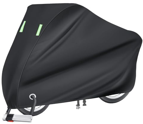 Bike Cover, Waterproof Bicycle Cover Indoor Outdoor Storage - 190T Nylon with Pu Coating, Safty Straps, Lock-holes, Fits for Most Bikes up to 29