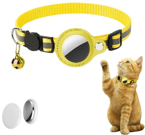 Collier GPS Chat, Collier Traceur GPS pour Chat et Chien, Localisation en sans Abonnement, Compatible iOS/Android/HarmonyOS, Ipx5 RéSistant Aux éClaboussures, Positionnement auxiliaire (Jaune)
