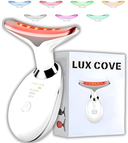 Lux Cove 7-in-1 LED Facial Sculptor, 2026 New Red Light Therapy Face Massager with [7 Colors&3Modes] Anti-Wrinkle Device 45°C SkinTightening Neck Lifting EMS Massage Firming Device for Women Skincare.