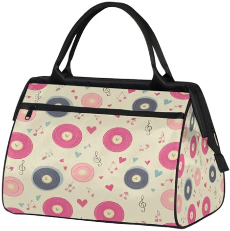 Mexpekil Borsone da viaggio impermeabile borsa da palestra Carry On Weekend Borse per la notte Grande bagaglio a mano borse per donne uomini bambini, Registra note musicali