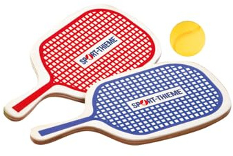 Sport-Thieme Speckbrett Set First Step | Für Freizeit, Strand, Tennis Anfänger | 2 Schläger, 1 Softball | Natur | Holz, Soft-Kunststoffball, Zeitlupen-Effekt, ergonomisch
