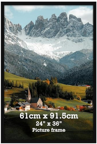 Vasemouh Bilderrahmen 61x91,5 cm 1 Stück schwarzer Fotorahmen, geeignet für 91,5x60 cm Fotos, Poster und Kunstwerke, passend zur Wandmontage in Hoch- und Querformat, geeignet für Zuhause und Büro