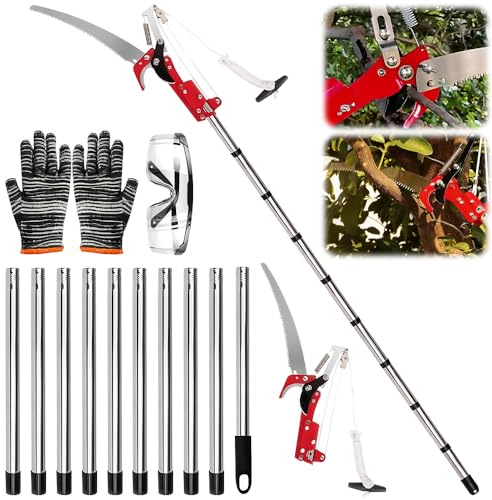 SGZIOO 2 in 1 Tree Loppers Long Reach Telescopic, Lightweight Telecopic Tree Prunner, 82-402cm Long Reach Pruner with Extendable Handle, Branch Cutters for Yard Garden Patios Trees Branches Cutting
