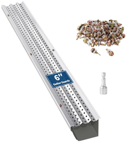 RBFGYIOP Parapolvere per Grondaie in Alluminio – Design Onda Triangolare, Maglia Fine Anti-Foglie 0,275, Facile Installazione, Compatibile K-Style/Mezza Tonda/Rettangolare – 6inc 50FT