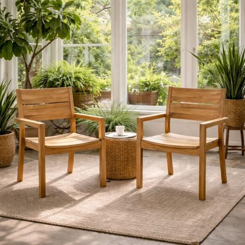 LEBENSwohnART Teakstuhl Luka – Outdoor-Stuhl aus Teakholz für Garten Terrasse Balkon Massivholz