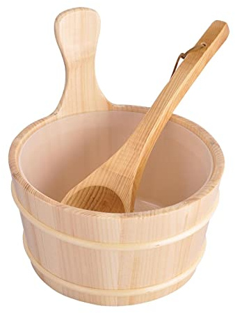 Ysyqkn Cubo Y de Madera para Sauna de 4 Litros - Accesorio Esencial para Spa