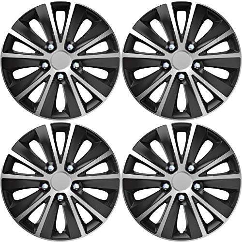 Versaco Car Wheel Trims RAPIDENCBS13 - Black/Silver 13 Inch 10-Spoke - Boxed Set of 4 Hubcaps - Includes Fittings/Instructions