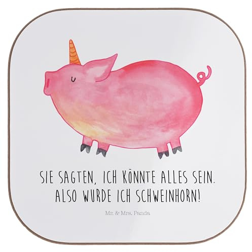 Mr. & Mrs. Panda Untersetzer für Gläser Einhorn Schwein - Geschenk, Unicorn, Design, Spruch, English, Tischuntersetzer, Holzuntersetzer, Coaster, gläseruntersetzer, Englisch, Party