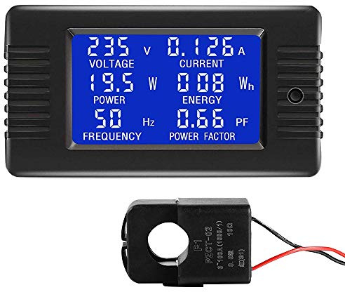 CrocSee AC 80-260V 100A CRS-022B LCD Display Digital Current Voltage Power Energy Frequency Power Factor Multimeter Ammeter Voltmeter with 100A Split Core Current Transformer