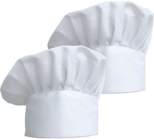 ZKSMNB Kochmütze Unisex Koch Hut aus Baumwolle Küche Hotel Restaurant Gastro-Hüte Einstellbar für Männer, Frauen, Kochen, Weiß, 30mm, 2 Stück