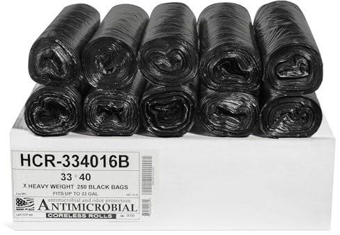 Aluf Plast 33 gallon genomskinliga papperspåsar (250 räknat), Svart, 250