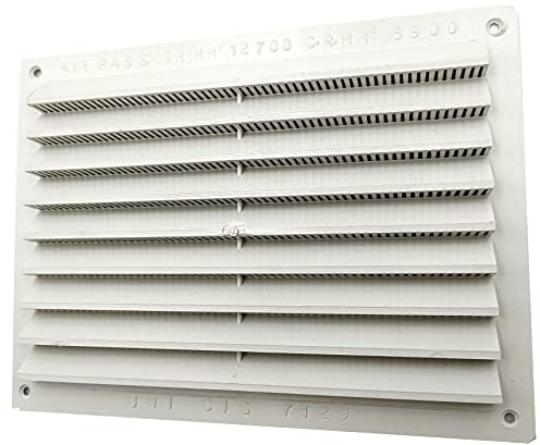 Kombi Griglia Aerazione Plastica 150 x 200 mm per Ventilazione Areazione Rettangolare Protezione Insetti Bianco Sistema Aria Casa 150x200