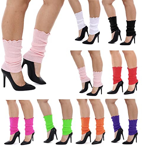 Beinstulpen für Damen, Pink, 1 Paar Neonfarben 80er Jahre Beinstulpen - 1980er Jahre Tänzerin Pop Star Roller Disco Kostüm Zubehör