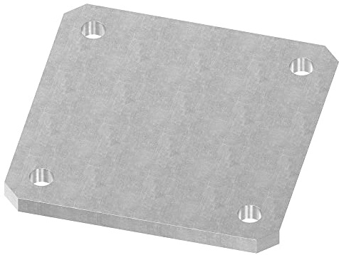 Ankerplatte 150 x 150mm, Stärke 10mm, mit vier ø 13mm Rundlöcher, gelasert, Stahl roh