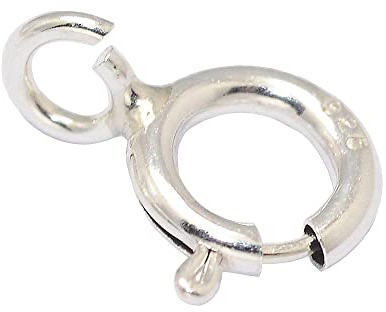 Perlin karbinhake 925 sterlingsilver med öljetter runt fjäderlås smyckeslås 6 mm karbinhake kedjelås