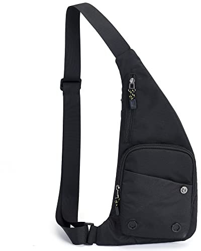 MRLUKwin Anti-theft Shoulder Bag Sling Backpack Strap Chest Bags, Crossbody Pockets for Men Women, Running Hiking Traveling Camping Outdoor Sports & Exercise (Black)