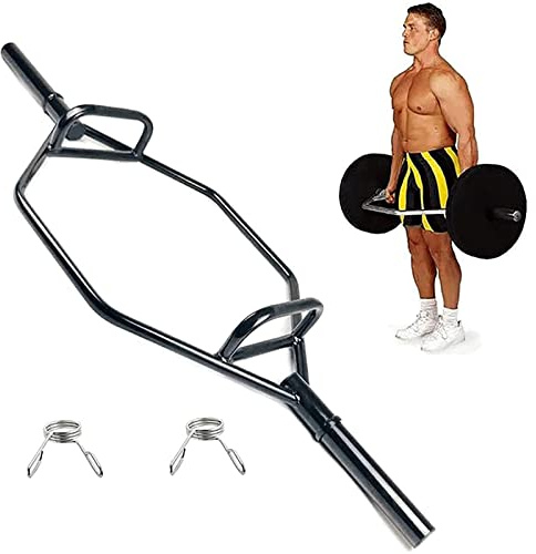RingföRmige Langhantelstange, Trap Stange, Hantelstange, Deadlift Stange, Fitnessstudio FitnessgeräTe, füR Kniebeugen, Kreuzheben, Shrugs Und Power Pulls, 120kg GewichtskapazitäT,Loading Area 1