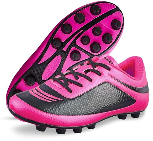 Vizari Infinity FG fotbollsskor barn – dubbar skor utomhus fotbollsskor för pojkar och flickor, rosa svart, 30 EU