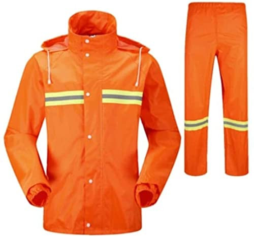 Sicherheitswesten Warnweste Warnschutzweste Kältebeständiger Reflektierender Anzug, Orangefarbene Sicherheitsjacke, Oxford-Stoff, Gut Sichtbarer, Reflektierender, Wasserdichter, Leichter Regenmantel R