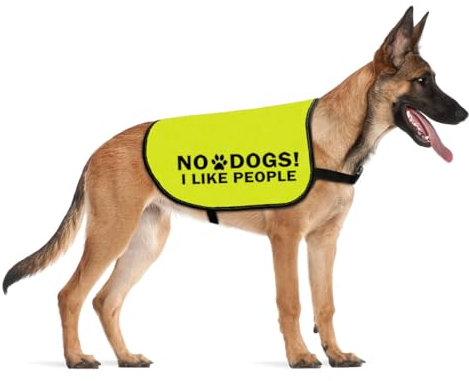 Warnweste mit Aufschrift No dogs/I like people, Aufschrift No dogs/I like people, Größe M