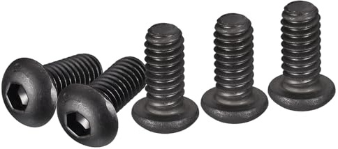 DTGN 1/4-20x1/2 Button Head Socket Cap Screws - 25Pack - Good for Machine - Carbon Steel Black Oxide - Hex Drive Full Thread UNC Fasteners