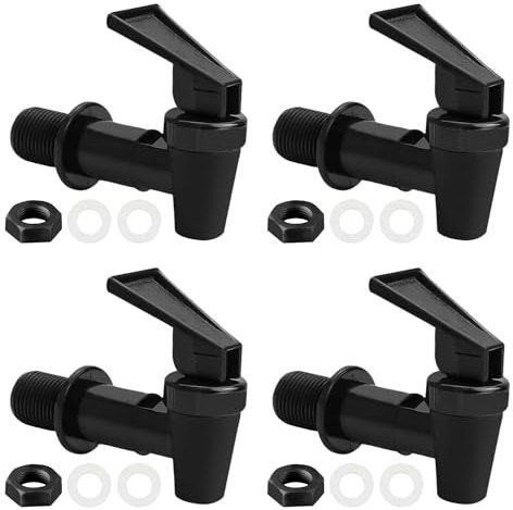 TOATELU 4 grifos dispensadores de bebidas: grifo de plástico para dispensador de agua, grifo de agua fría, grifo de cubo de llenado, grifo para barril de cerveza, cristal, café, zumo, fuente (negro)