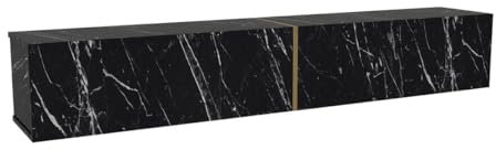 Vente-unique-TV-Hängemöbel mit 2 Türen - Marmor-Optik Schwarz - DINOMA