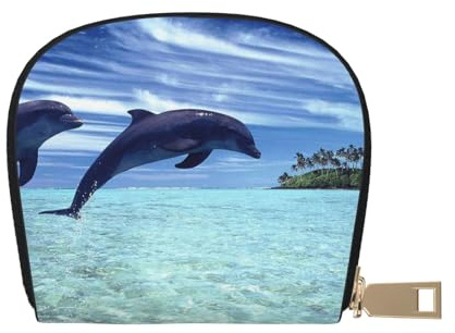 YWSOTRE Balene che saltano, Custodia per carte in pelle PU Elegante porta carte di credito Porta carte di credito
