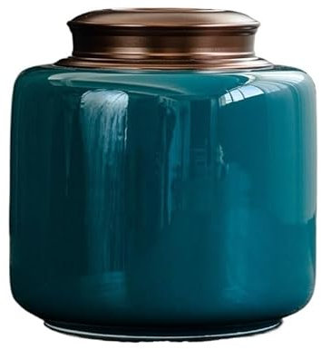 Tarro de cerámica para alimentos Carrito de té de cerámica Cubierta de metal Tarro sellado Caja de té grande Contenedor de té Organizador de té Tanque de almacenamiento Lata de té Tarro de azúcar Con