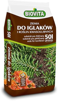 BIOVITA Erde für Nadelgehölze und säureliebende Pflanzen- 50L, pH 4,0–5,5