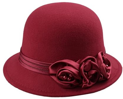 Yooghuge Fedoras Für Erwachsene Frauen Bowler Wolle Kirche Cloche Cosplay Kostüm 20S Flapper Dome