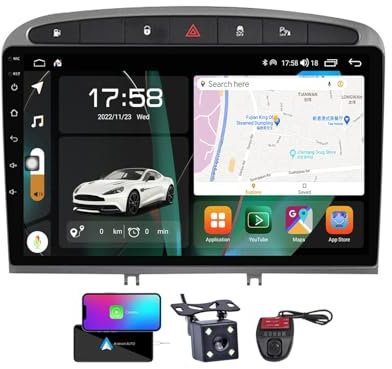 HTXPSM Android 13 Autoradio per Peuge-ot 408 1 2012-2020 Navigazione GPS FM RDS Radio 9 pollici Bluetooth 5.0 Unità principale con Wireless Carplay Android Stereo per auto player digitale con