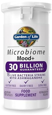 Garden of Life Probiotika Darmflora Aufbau Microbiome Mood+ Darmbakterien mit Acidophilus & Ashwagandha - Nicht-GVO, Glutenfrei – 60 Vegane Kapseln, Halal