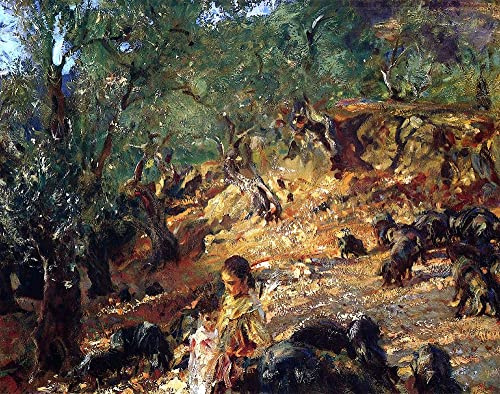 RZHRHJES Abstrait Image sur Toile Graffiti Art Mural Peinture sur Toile Nordique Ilex Wood à Majorque avec des cochons par John Singer Sargent Affiches d'Art Pour la Décoration Murale 60x90cm