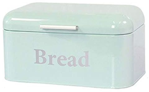Boîte à pain rétro en métal pour comptoir de cuisine - Récipient alimentaire vintage bleu avec couvercle et poignée pour collations et pâtisseries - Étagère et présentoir décoratif