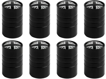 Dust Caps for Car Tyres Black 8pcs Tyre Valve Caps Aluminum Universal Wheel Cap With O Seal Ring Stem Dust Covers For Car Trucks Bikes Bicycles Motorbikes British Flag Pattern
