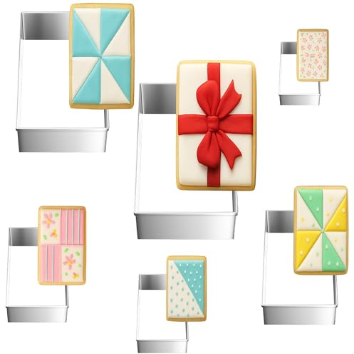 FUSOTO Lot de 6 emporte-pièces rectangulaires en acier inoxydable, 6 tailles (3,8, 5,1, 6,3, 7,6, 8,9 cm, 10,2 cm)