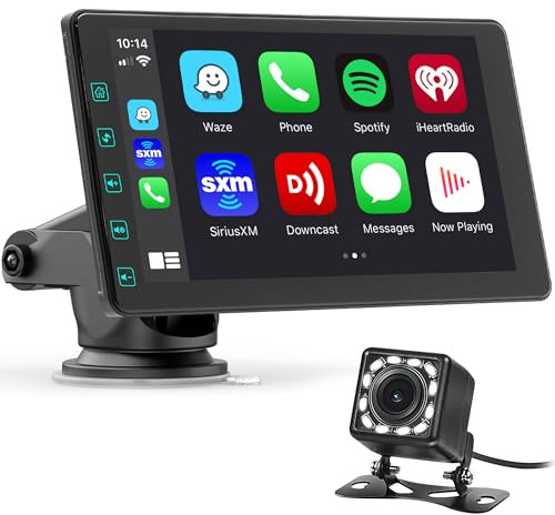 DYWSWINN 7 Wireless Car Stereo for Apple Carplay & Android Auto with Backup Camera, Touchscreen Portable Car Audio Receivers, GPS Navigation, Bluetooth, Mirror Link, FM, AUX, Voice Control, Airplay