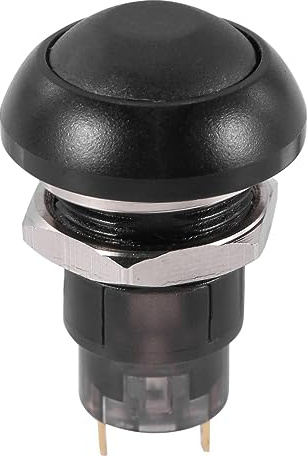 Pesfehhy On-Off A Scatto Pulsante Impermeabile 12 mm di Spinta Interruttore SPST 2A IP67, Nero