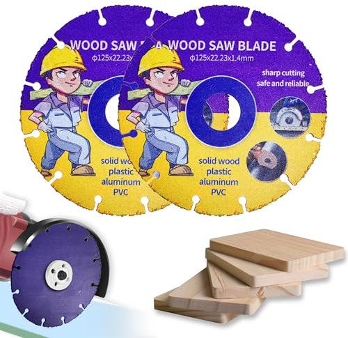 Kizaten 2Pcs Disco da Taglio per Legno,125 mm Disco da Taglio Multiruota in Carburo,Lame da Taglio per Legno per Smerigliatrice Angolare Per Tavole,Compensato,Gomma,Chiodi in Acciaio