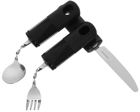Veemoon 3pièces Couverts Adaptés Anti-tremblements Pour Personnes Âgées Et Adultes Incluant Cuillère Fourchette Et Couteau Flexibles Et Faciles à Nettoyer