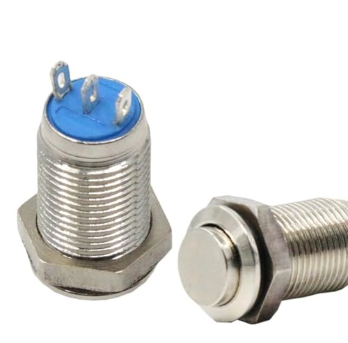FQJYXWEWL Interruptor pulsador metálico autoblocante de 10 mm de Alto 1 Normalmente Abierto Normalmente Cerrado Tres pies