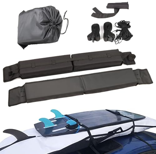 Universal Dachgepäckträger Für Autos,Weiche Dachträgerpolster Soft Für Surfbrett,Ür Surfbrett,Snowboard,Sup,Kajak,Kanu,Mit 4 Zurrgurten,2 Haubenschlaufen(Verwendung Ohne Querstange)