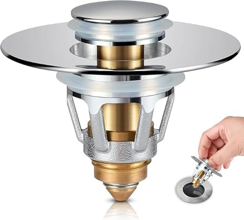 Sink Plug, Drain 2-in-1 Magic Drain Strainer Drain Fitting Plug Sink - Includes 3 Sealing Rings Universal Sink Plug with Drain Strainer for Bathroom and Kitchen
