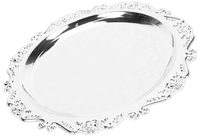 Haofy Plateau de Service en Fer argenté 25 cm, Gravure Florale Vintage | Présentation stable pour apéritifs ou whisky, design rétro élégant, polyvalent pour ranger bijoux ou clés, idéal pour