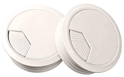 2 Pcs Desk Grommet 60mm Grey Desk Cable Grommet, Reusable Plastic Desks Hole Cover, Detachable Cable Grommets for Wire Tidy, CablesTidy, Cord Organizer for Office Home Table